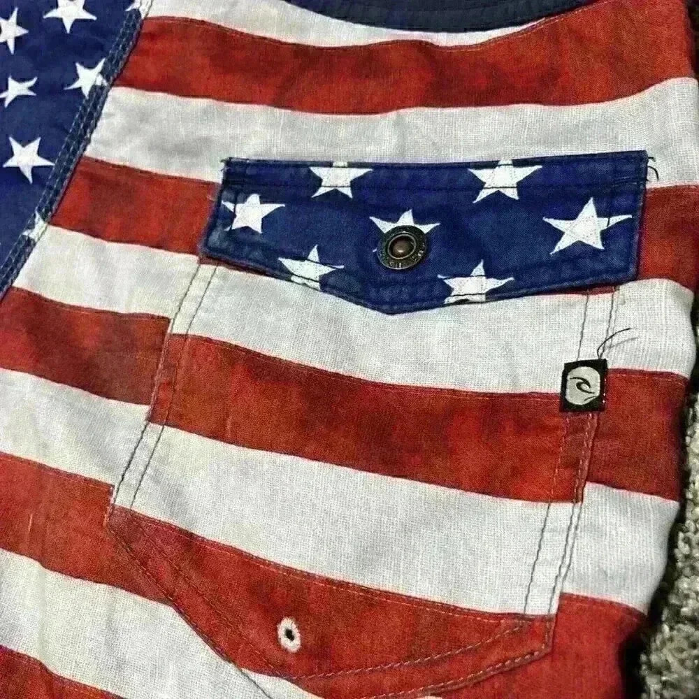 Rip Curl Patriotic Red White Blue Stars Stripes USA Flag Board Shorts Mens 29 - Picture 11 of 12